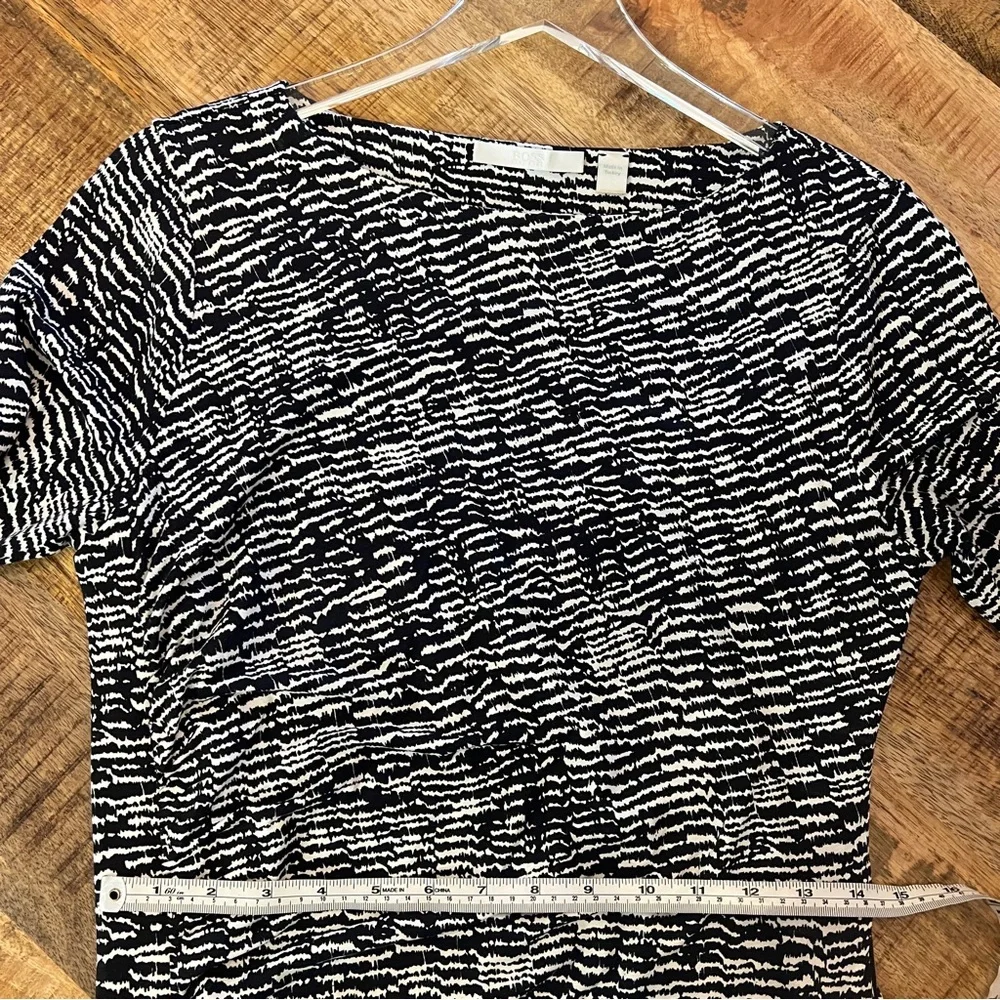BOSS knit dress long sleeve ruched black and white print - Picture 8 of 10